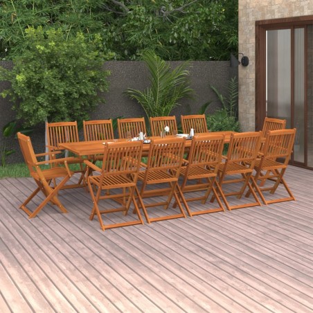 vidaXL Set de comedor para jardín 13 piezas madera maciza de acacia