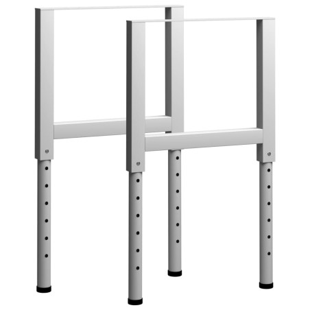 vidaXL Estructura de banco de trabajo 2 uds metal 55x(69-95,5)cm gris
