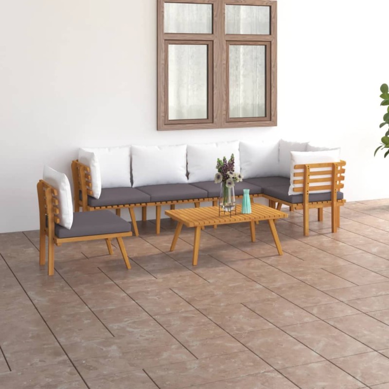 vidaXL Muebles de jardín 7 piezas con cojines madera maciza de acacia vidaXL Muebles de jardín 7 piezas con cojines madera maciza de acacia