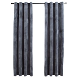 vidaXL Cortinas opacas anillas 2 uds terciopelo antracita 140x225 cm