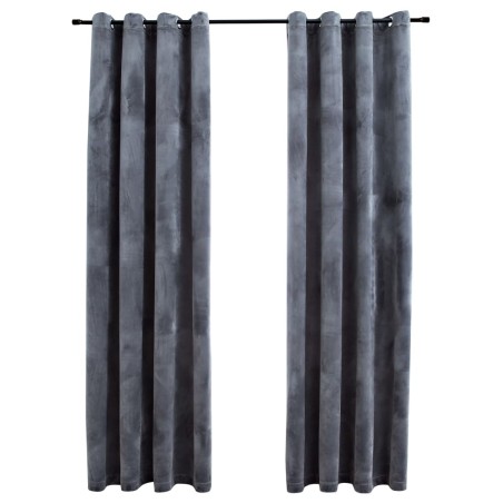 vidaXL Cortinas opacas anillas 2 uds terciopelo antracita 140x225 cm