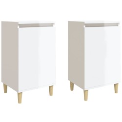 vidaXL Mesitas de noche 2 uds madera blanco brillante 40x35x70 cm