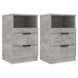 vidaXL Mesita de noche 2 uds madera contrachapada gris hormigón vidaXL Mesita de noche 2 uds madera contrachapada gris hormigón