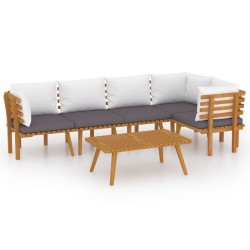 vidaXL Muebles de jardín 6 piezas con cojines madera maciza de acacia 