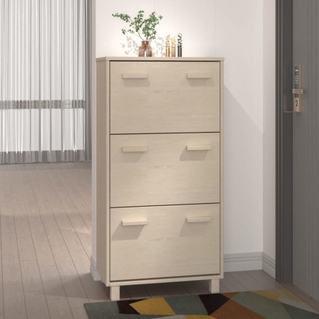 vidaXL Zapatero HAMAR madera pino maciza marrón miel 59,5x35x117 cm