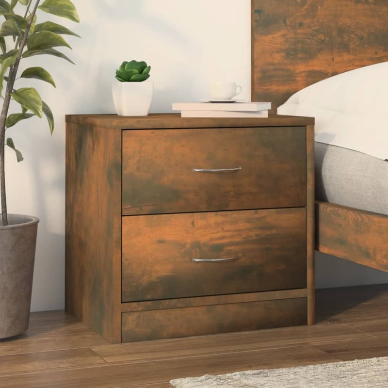 vidaXL Mesita de noche madera contrachapada roble ahumado 40x30x40 cm vidaXL Mesita de noche madera contrachapada roble ahumado 40x30x40 cm