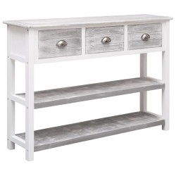 vidaXL Aparador madera maciza de paulownia gris antiguo 108x30x76 cm