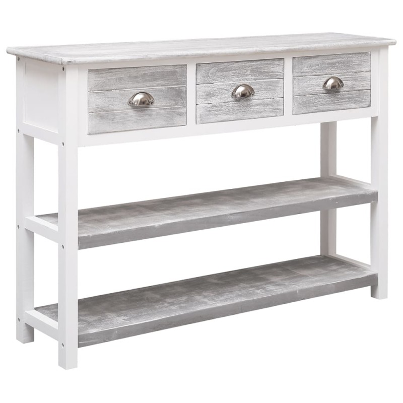 vidaXL Aparador madera maciza de paulownia gris antiguo 108x30x76 cm vidaXL Aparador madera maciza de paulownia gris antiguo 108x30x76 cm