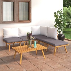 vidaXL Muebles de jardín 6 piezas con cojines madera maciza de acacia 