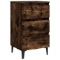 vidaXL Mesita de noche con patas de metal roble ahumado 40x35x69 cm vidaXL Mesita de noche con patas de metal roble ahumado 40x35x69 cm