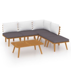 vidaXL Muebles de jardín 6 piezas con cojines madera maciza de acacia 