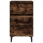 vidaXL Mesita de noche con patas de metal roble ahumado 40x35x69 cm vidaXL Mesita de noche con patas de metal roble ahumado 40x35x69 cm
