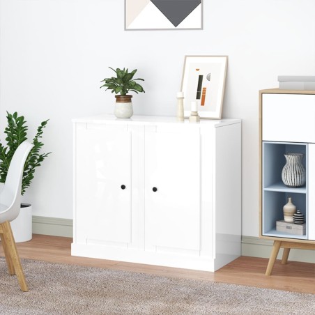 vidaXL Aparadores 2 uds madera blanco brillante 37,5x35,5x67,5 cm