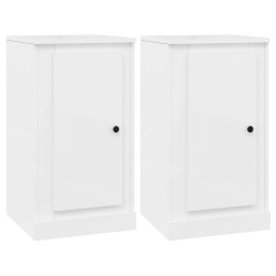 vidaXL Aparadores 2 uds madera blanco brillante 37,5x35,5x67,5 cm