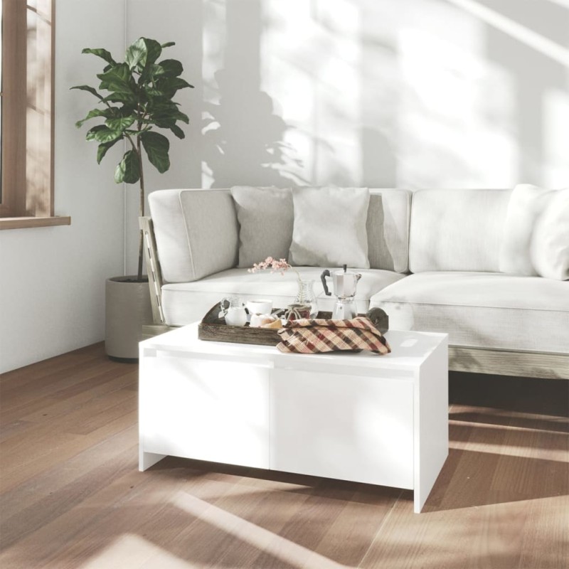 vidaXL Mesa de centro madera contrachapada blanco 90x50x41,5 cm vidaXL Mesa de centro madera contrachapada blanco 90x50x41,5 cm