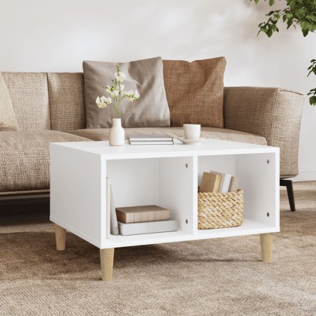 vidaXL Mesa de centro madera contrachapada blanco 60x50x36,5 cm