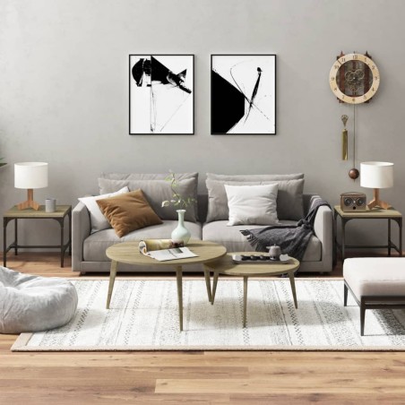 vidaXL Mesas auxiliares 2 uds madera roble Sonoma 40x40x35 cm
