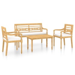 vidaXL Set de muebles de jardín 4 pzas y cojines madera maciza de teca