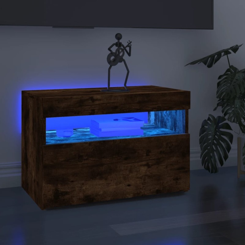 vidaXL Mueble de TV con luces LED color roble ahumado 60x35x40 cm