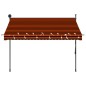 vidaXL Toldo manual retráctil con LED naranja y marrón 250 cm vidaXL Toldo manual retráctil con LED naranja y marrón 250 cm