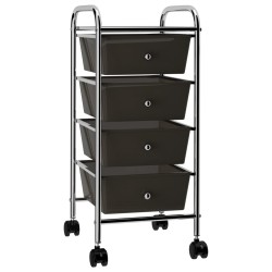 vidaXL Carrito de almacenaje portátil 4 cajones plástico negro