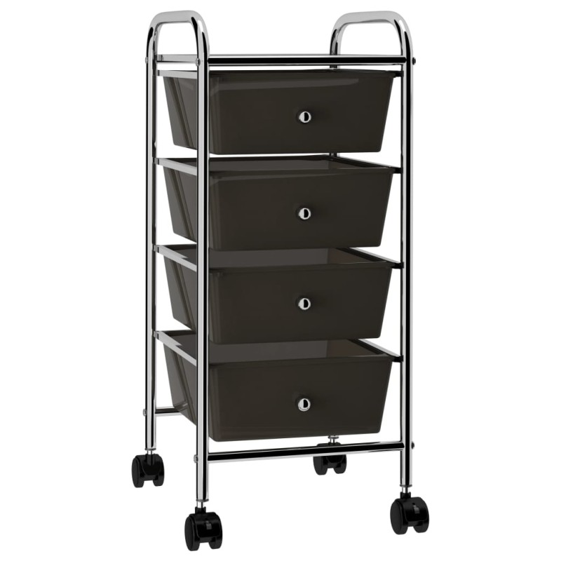 vidaXL Carrito de almacenaje portátil 4 cajones plástico negro vidaXL Carrito de almacenaje portátil 4 cajones plástico negro