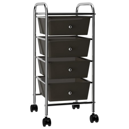 vidaXL Carrito de almacenaje portátil 4 cajones plástico negro