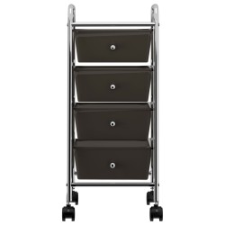 vidaXL Carrito de almacenaje portátil 4 cajones plástico negro