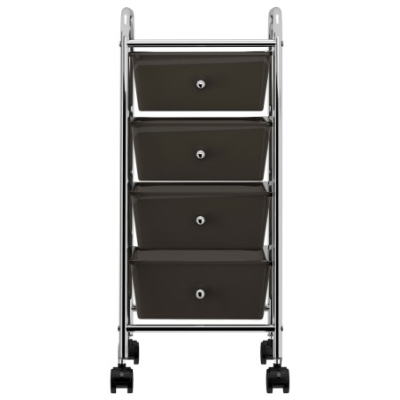 vidaXL Carrito de almacenaje portátil 4 cajones plástico negro