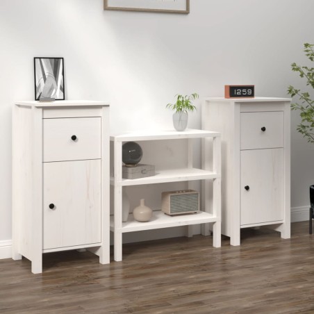 vidaXL Aparadores 2 uds madera maciza de pino blanco 40x35x80 cm