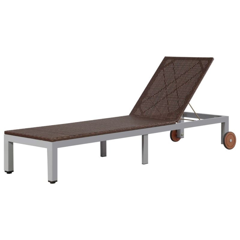vidaXL Tumbona con ruedas ratán sintético marrón vidaXL Tumbona con ruedas ratán sintético marrón
