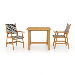 vidaXL Juego de comedor de jardín 3 piezas madera maciza de acacia