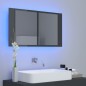 vidaXL Armario espejo de baño luz LED acrílico gris brillo 80x12x45 cm vidaXL Armario espejo de baño luz LED acrílico gris brillo 80x12x45 cm