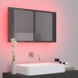 vidaXL Armario espejo de baño luz LED acrílico gris brillo 80x12x45 cm vidaXL Armario espejo de baño luz LED acrílico gris brillo 80x12x45 cm