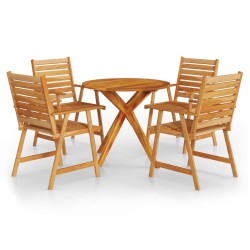 vidaXL Juego de comedor de jardín 5 piezas madera maciza de acacia