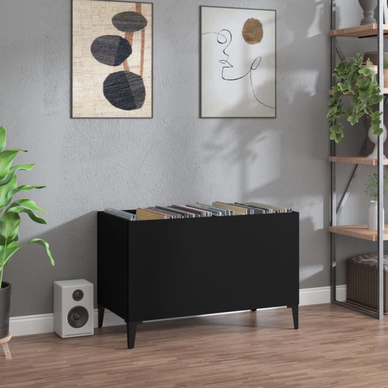 vidaXL Mueble para discos madera contrachapada negro 74,5x38x48 cm vidaXL Mueble para discos madera contrachapada negro 74,5x38x48 cm