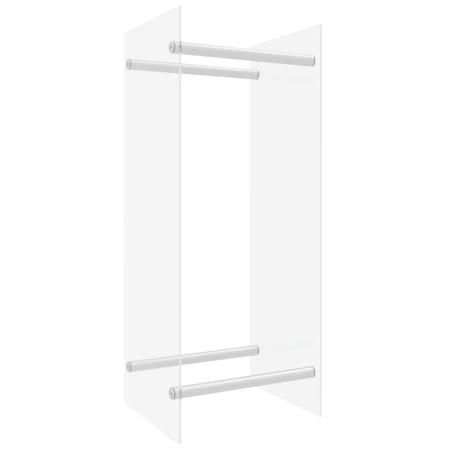 vidaXL Leñero de vidrio templado transparente 40x35x100 cm 