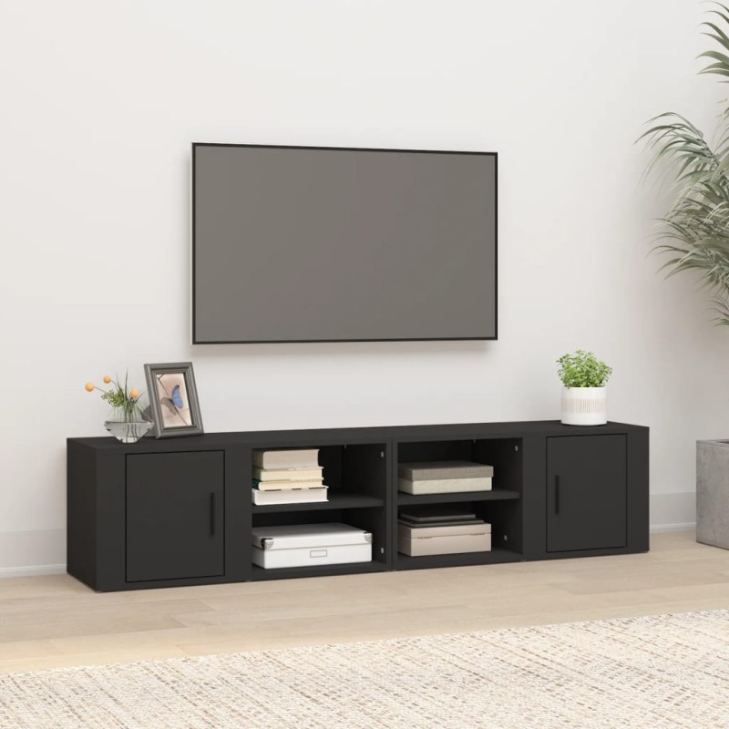 vidaXL Muebles para TV 2 uds madera contrachapada negro 80x31,5x36 cm vidaXL Muebles para TV 2 uds madera contrachapada negro 80x31,5x36 cm