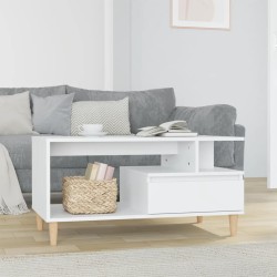 vidaXL Mesa de centro madera contrachapada blanca 90x49x45 cm