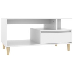 vidaXL Mesa de centro madera contrachapada blanca 90x49x45 cm