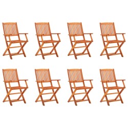 vidaXL Sillas de jardín plegables 8 pzas madera maciza de eucalipto