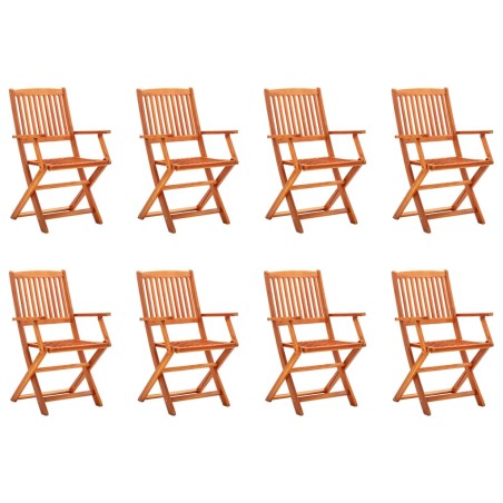 vidaXL Sillas de jardín plegables 8 pzas madera maciza de eucalipto