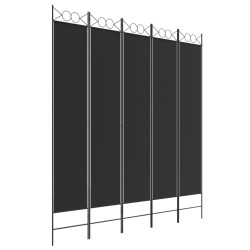 vidaXL Biombo divisor de 5 paneles de tela negro 200x220 cm