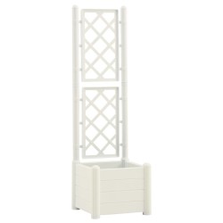 vidaXL Jardinera con enrejado PP blanco 43x43x142 cm 