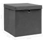 vidaXL Cajas de almacenaje con tapas 4 uds tela gris 32x32x32 cm vidaXL Cajas de almacenaje con tapas 4 uds tela gris 32x32x32 cm
