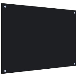 vidaXL Protección salpicaduras cocina vidrio templado negro 80x60 cm