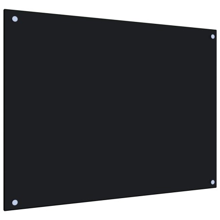 vidaXL Protección salpicaduras cocina vidrio templado negro 80x60 cm