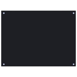 vidaXL Protección salpicaduras cocina vidrio templado negro 80x60 cm