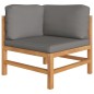 vidaXL Set de muebles de jardín 4 pzas madera de teca y cojines gris vidaXL Set de muebles de jardín 4 pzas madera de teca y cojines gris