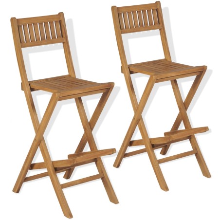 vidaXL Taburetes plegables de bar de jardín 2 uds madera teca maciza 